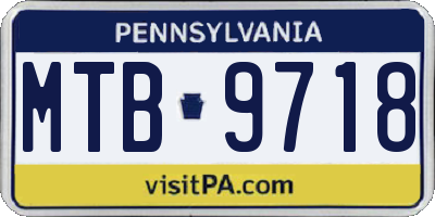 PA license plate MTB9718