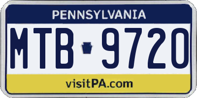 PA license plate MTB9720