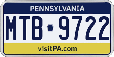 PA license plate MTB9722