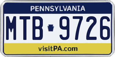 PA license plate MTB9726