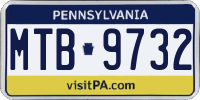 PA license plate MTB9732