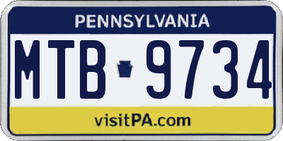 PA license plate MTB9734