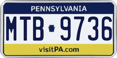 PA license plate MTB9736