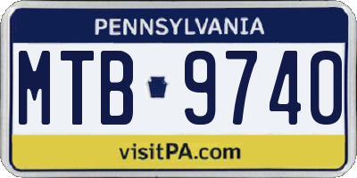 PA license plate MTB9740