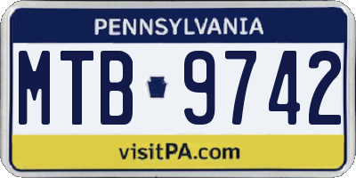 PA license plate MTB9742