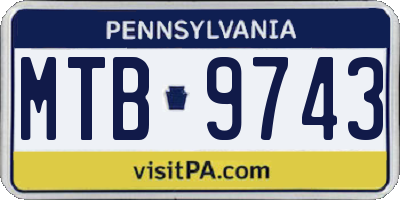 PA license plate MTB9743