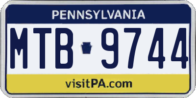 PA license plate MTB9744