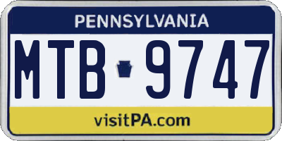 PA license plate MTB9747