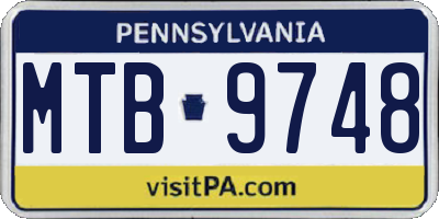 PA license plate MTB9748