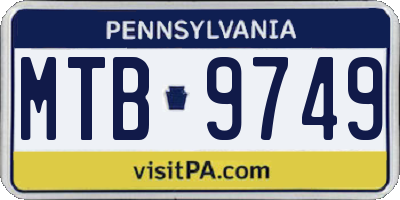 PA license plate MTB9749