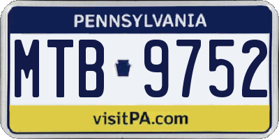 PA license plate MTB9752