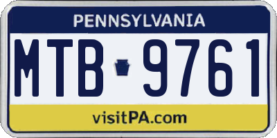 PA license plate MTB9761