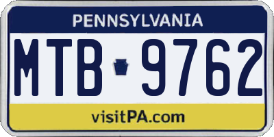 PA license plate MTB9762