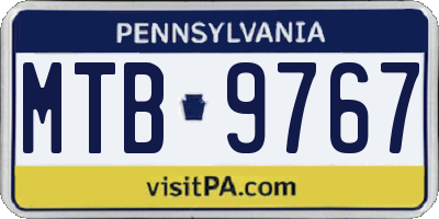 PA license plate MTB9767