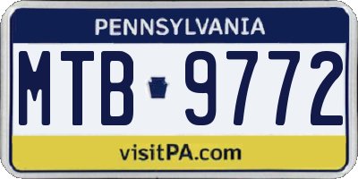 PA license plate MTB9772