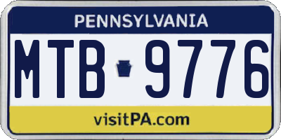 PA license plate MTB9776