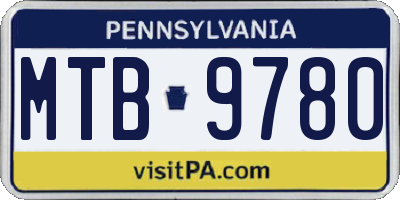 PA license plate MTB9780