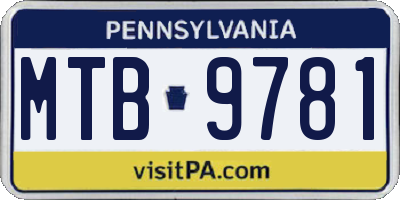 PA license plate MTB9781