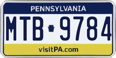 PA license plate MTB9784