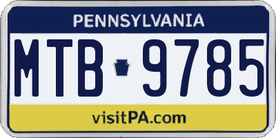 PA license plate MTB9785