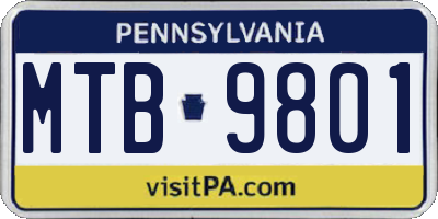 PA license plate MTB9801