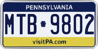 PA license plate MTB9802