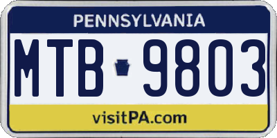 PA license plate MTB9803