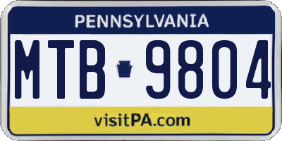 PA license plate MTB9804