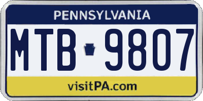 PA license plate MTB9807