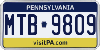 PA license plate MTB9809