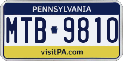 PA license plate MTB9810