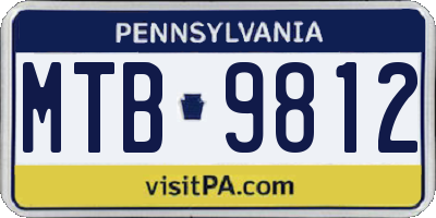 PA license plate MTB9812
