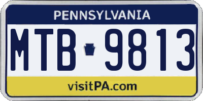 PA license plate MTB9813