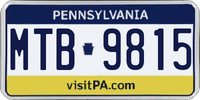 PA license plate MTB9815