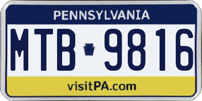 PA license plate MTB9816