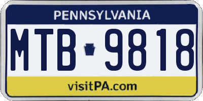 PA license plate MTB9818