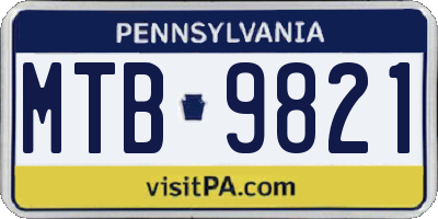 PA license plate MTB9821