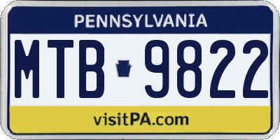 PA license plate MTB9822