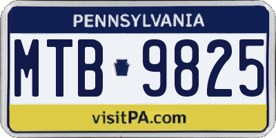 PA license plate MTB9825