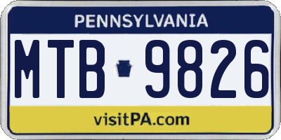 PA license plate MTB9826
