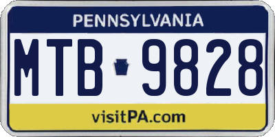 PA license plate MTB9828
