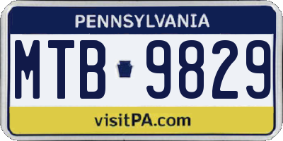 PA license plate MTB9829