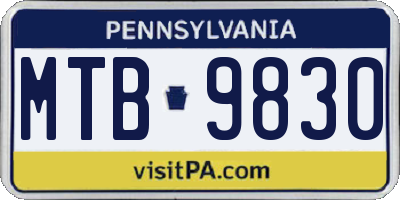 PA license plate MTB9830