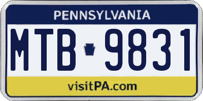 PA license plate MTB9831