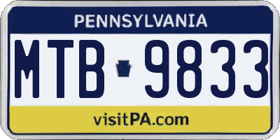 PA license plate MTB9833