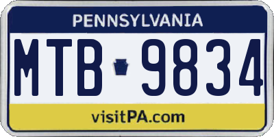 PA license plate MTB9834