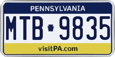 PA license plate MTB9835