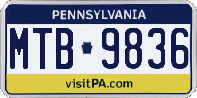 PA license plate MTB9836