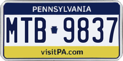 PA license plate MTB9837
