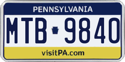 PA license plate MTB9840